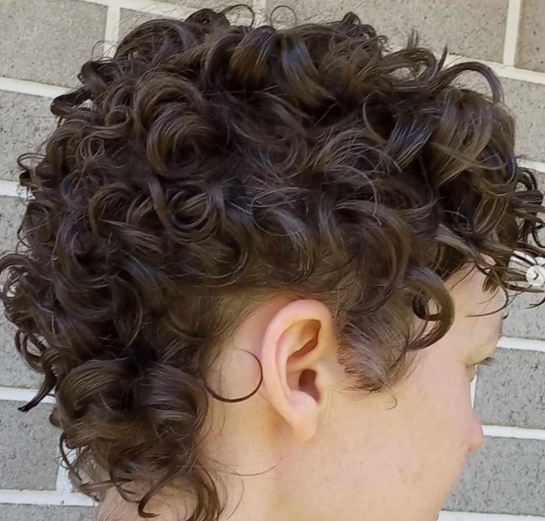 Curly Pixie with Shaved Design