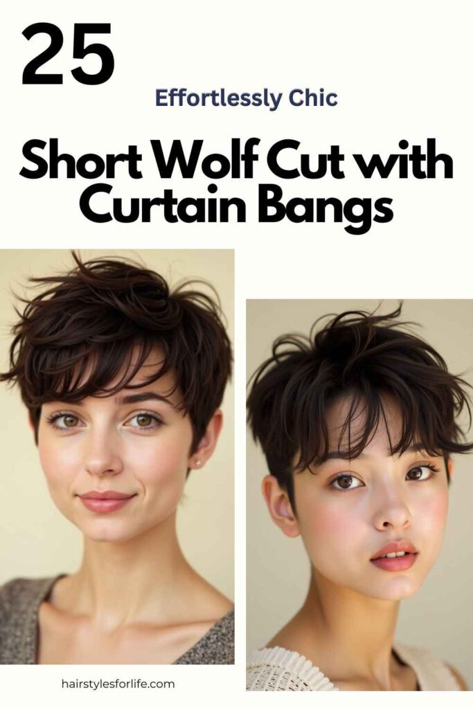Short Wolf Cut with Curtain Bangs