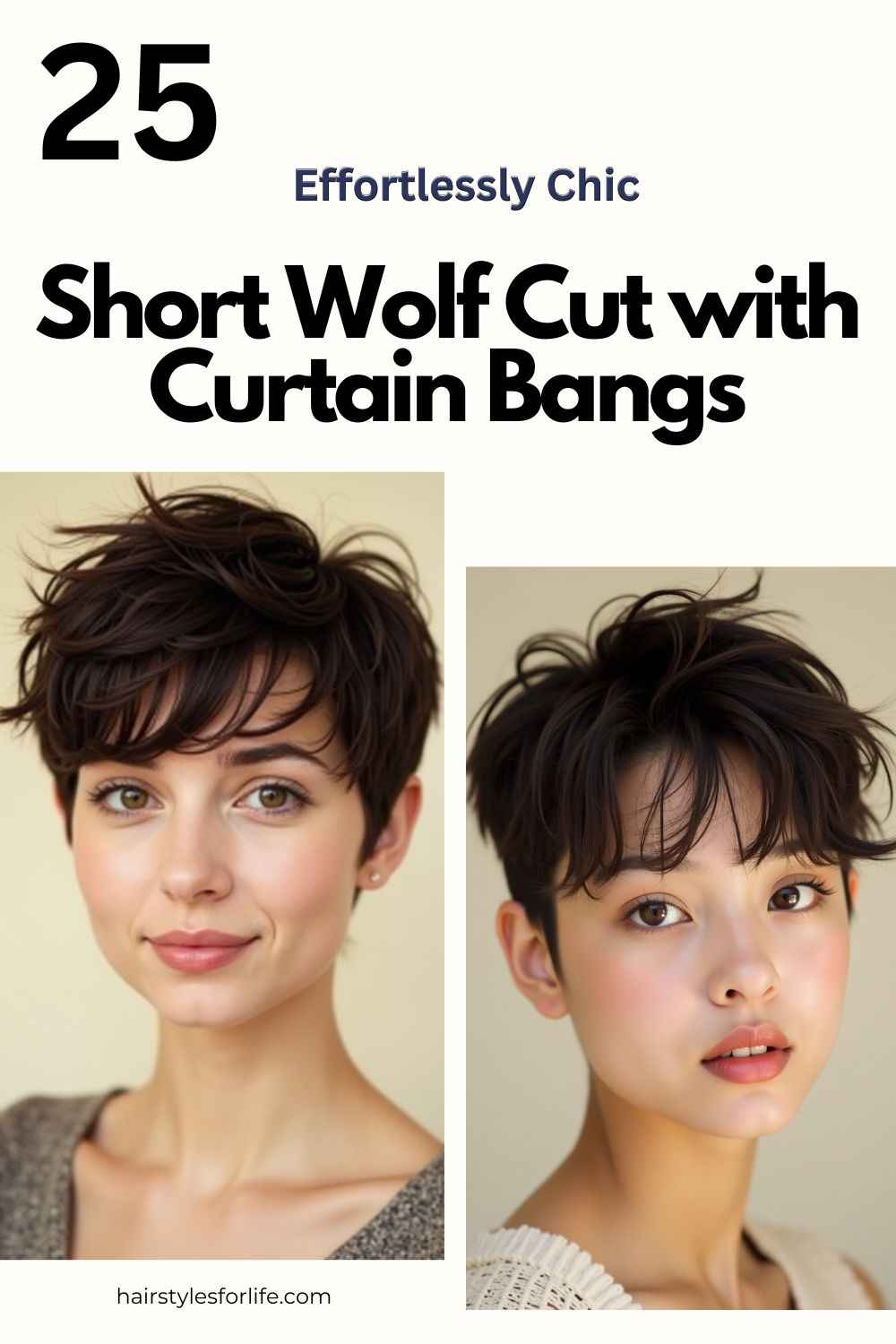 Short Wolf Cut with Curtain Bangs