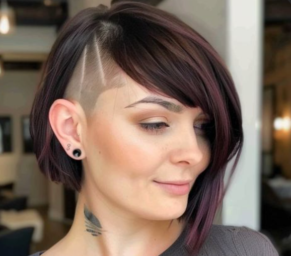 Two-Tone Undercut Bob with Bold Bangs