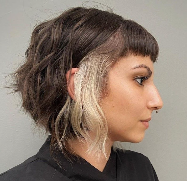 Blunt Undercut Bob with Platinum Highlights