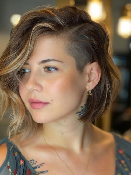Layered Undercut Bob with Balayage Highlights