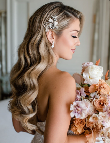 Hollywood Waves with Satin Gown