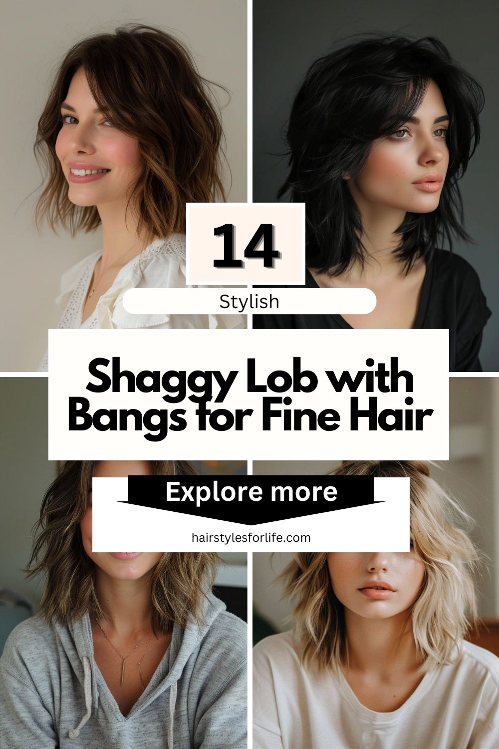 Shaggy Lob with Bangs for Fine Hair
