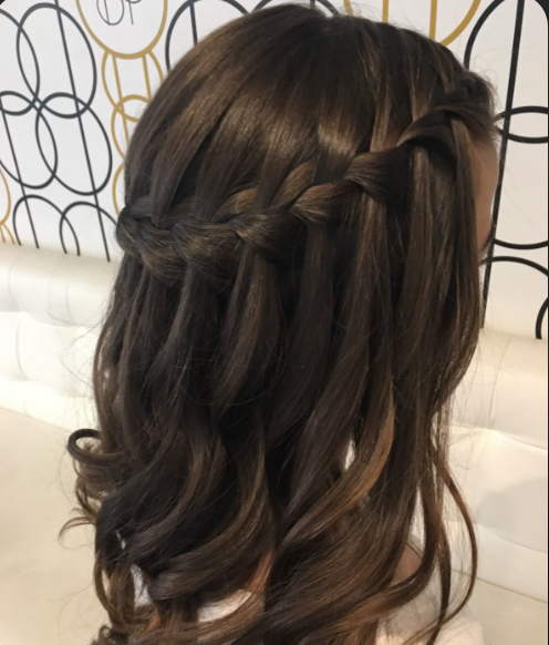 Waterfall Braid with Loose Curls