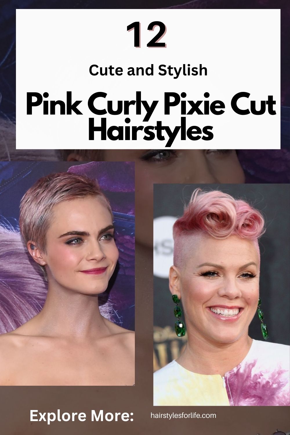 Pink Curly Pixie Cut Hairstyles